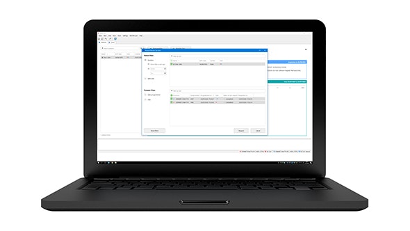 A laptop with the MAESTRO 11 software displays the new Remote Care Data Request on the screen, which is brand new in MAESTRO 11.