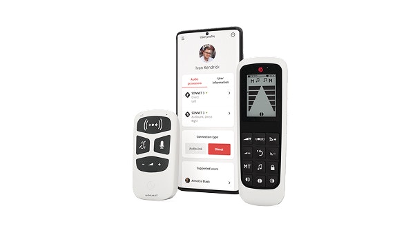 The AudioLink universal connectivity device, the AudioKey 3 app, and the FineTuner Echo remote make it easy for CI users to stay connected and in control of their hearing.