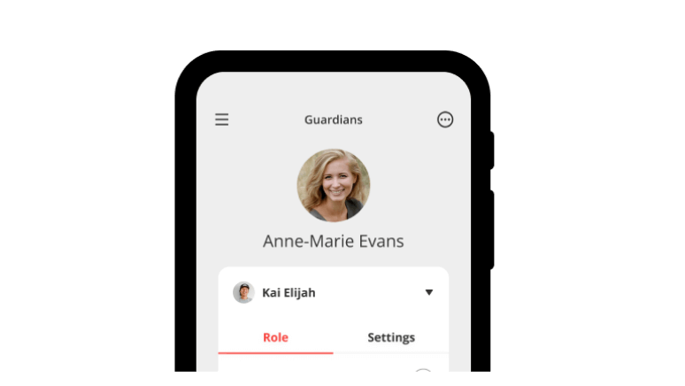 guardian role profile in the AudioKey 3 app