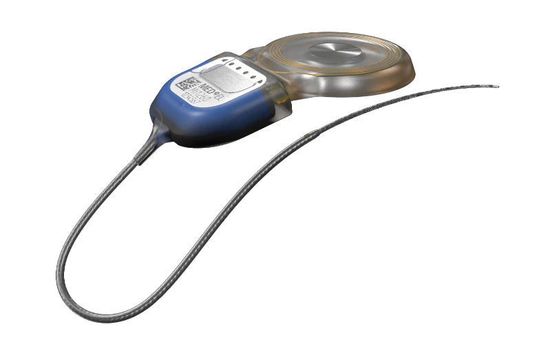 Close-up of the SONATA 2 cochlear implant with electrode array
