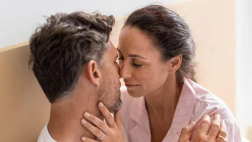 Two people sharing a close moment.