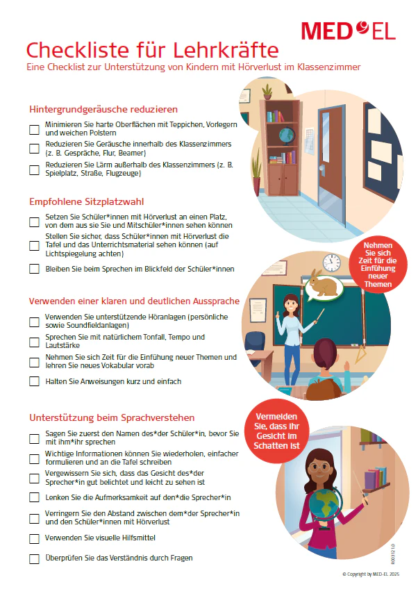 Checkliste für Lehrkräfte